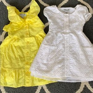 Size 4- 2 sleeveless dresses, yellow, white